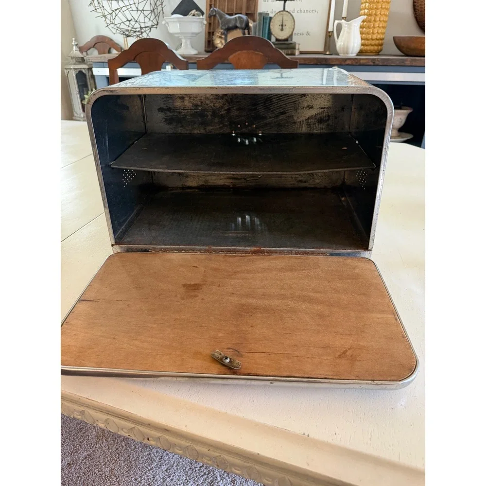 LINCOLN BeautyWare Bread Box Chrome Vintage MCM Kitchen Storage Silver Fair
